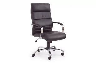 Fotel biurowy, krzesło biurowe Skórzany fotel do biurka obrotowy czarny ENSI - Fotele i krzesła biurowe - miniaturka - grafika 1