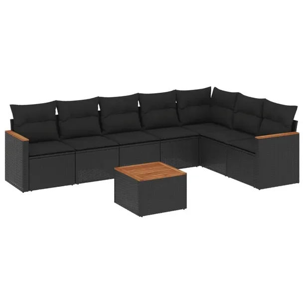 Zestaw mebli ogrodowych z rattanem PE, kolor czarny, wymiary: 62x62x69 cm,