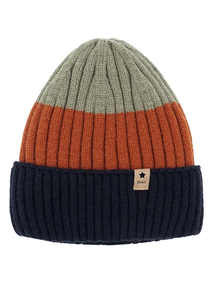 MaxiMo Czapka beanie w kolorze zielono-pomarańczowo-granatowym
