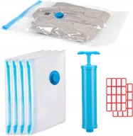 Pokrowce na ubrania - Worki Próżniowe na Ubrania Podróżne WIELOKROTNEGO UŻYTKU MOCNE 4X + Pompka - miniaturka - grafika 1