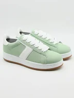 Trampki damskie - Bellucci Sneakersy w kolorze zielono-białym - miniaturka - grafika 1