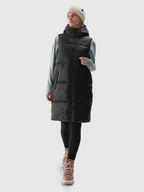 Kurtki damskie - 4F Długi bezrękawnik puchowy pikowany z kapturem damski - czarny XS - miniaturka - grafika 1