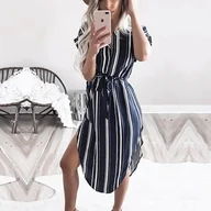 Sukienki - Sukienka midi we wzory - Szary L - miniaturka - grafika 1