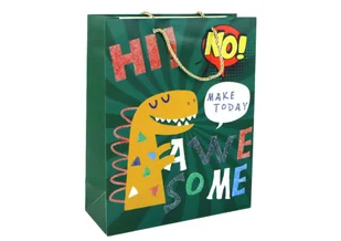 Papierowa Torba Prezentowa Zielona Dinozaur 32cm x 26cm x 10cm LEAN TOYS - Zabawki kreatywne - miniaturka - grafika 1