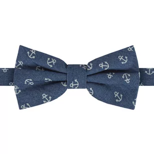 Mucha bawełniana niebieska w kotwice EM 9 - EM Men's Accessories - Krawaty i muchy męskie - miniaturka - grafika 1