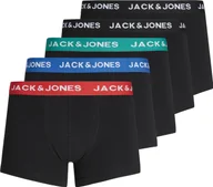 Majtki męskie - JACK&JONES bokserki męskie, 5-pak - JACHUEY TRUNKS, bawełna stretch czerwony/niebieski/petrol/czarny M - miniaturka - grafika 1