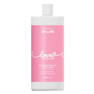 On Line Love, płyn do kąpieli i żel pod prysznic 2w1, piwonia i woda różana, 900 ml - Żele pod prysznic dla mężczyzn - miniaturka - grafika 1