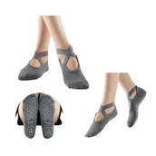 Skarpetki damskie - Skarpetki antypoślizgowe ABS sport do joga, fitness, pilates ciemny szary - miniaturka - grafika 1