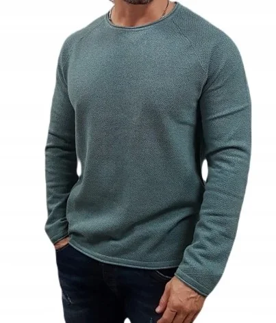 JACK&JONES SWETER Z DŁUGIM RĘKAWEM NIEBIESKI CASUAL M 12GA