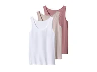 Koszulki i topy damskie - esmara® Podkoszulki damskie z bawełną, 3 sztuki (Różowy/ biały, XL(48/50)) - miniaturka - grafika 1