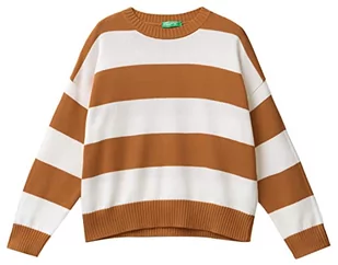 United Colors of Benetton Koszulka damska G/C M/L 1494e105j sweter, w paski tytoń 905, L, Tytoń w paski 905, L - Swetry damskie - miniaturka - grafika 1