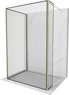 Ścianki i drzwi prysznicowe - Mexen Kioto ścianka prysznicowa Walk-in 140 x 90 x 30 cm, czarny wzór, złota - 800-140-090-221-50-70-030 - miniaturka - grafika 1