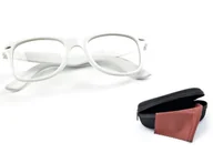 Okulary korekcyjne, oprawki, szkła - Klasyczne białe okulary zerówki nerdy NR-31 - miniaturka - grafika 1