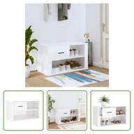 Szafki na buty - The Living Store Szafka na buty biały wysoki połysk 80x35x45 cm materiał drewnopochodny - miniaturka - grafika 1