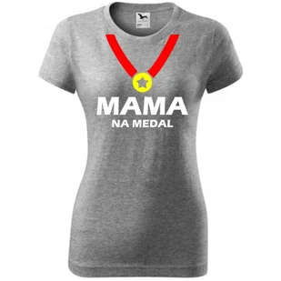 Damska Koszulka na Dzień Mamy mama na medalna Prezent Urodziny ciemnoszary melanż S - Koszulki i topy damskie Damska Koszulka na Dzień Mamy mama na medalna Prezent Urodziny ciemnoszary melanż S - Koszulki i topy damskie - miniaturka - grafika 1