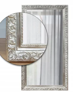Ekskluzywne lustro w STYLOWEJ ornamentowej SREBRNEJ ramie drewno 150x50 d5 - Lustra - miniaturka - grafika 1
