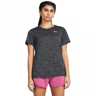 Koszulki sportowe damskie - Damska koszulka treningowa Under Armour Tech SSC- Twist - szara - UNDER ARMOUR - miniaturka - grafika 1
