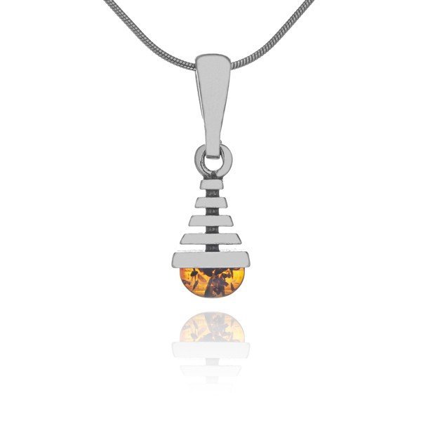 ankabizuteria.pl Srebrna zawieszka z bursztynem PIRAMIDA