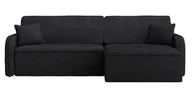 Narożniki - Narożnik z funkcją spania Fado czarny L-kształtny z pojemnikiem w tkaninie hydrofobowej welur, prawy, Amon 13 - miniaturka - grafika 1