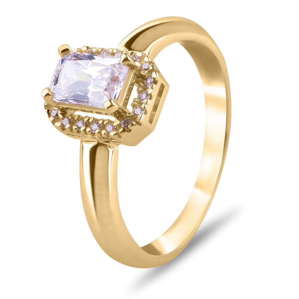 PIĘKNY ZŁOTY PIERŚCIONEK Z BIAŁYM KAMIENIEM 333