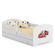 Łóżka dla dzieci i młodzieży - Łóżko dziecięce LUK z szufladą i barierką 160x80 Auto z chorągiewką - miniaturka - grafika 1