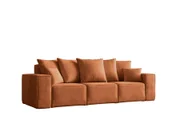 Sofy i kanapy - Sofa trzyosobowa z funkcją spania ELLA tkanina Noel - Pomarańczowy - miniaturka - grafika 1