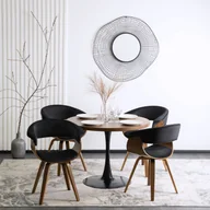 Stoły z krzesłami - Zestaw Stół Okrągły LINO 100 cm Orzech/Czarny i 4 Krzesła Tapicerowane z Drewna Giętego OHIO 2 Czarne Welurowe Nowoczesne Loft - miniaturka - grafika 1