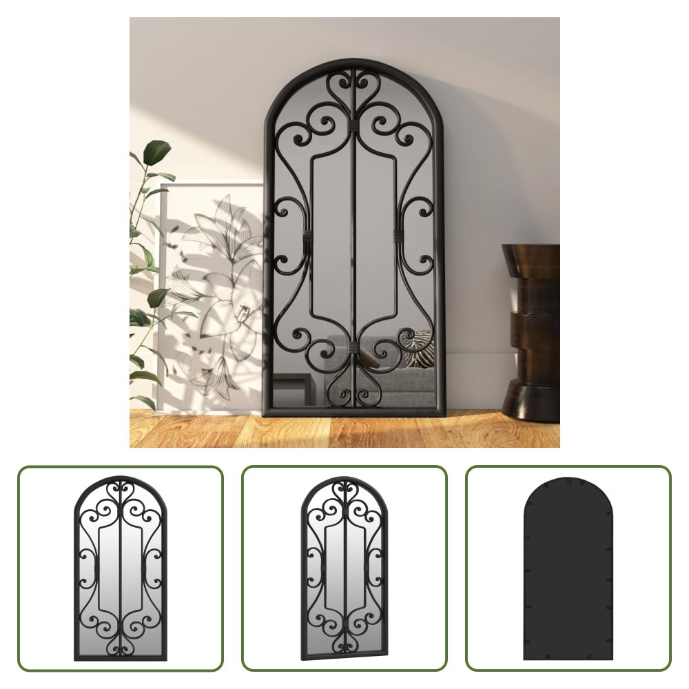 The Living Store Lustro czarne 70x30 cm Żelazo do użytku wewnątrz pomieszczeń
