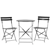 Meble ogrodowe - Beliani Zestaw Mebli Balkonowych Metalowy Czarny Fiori - miniaturka - grafika 1
