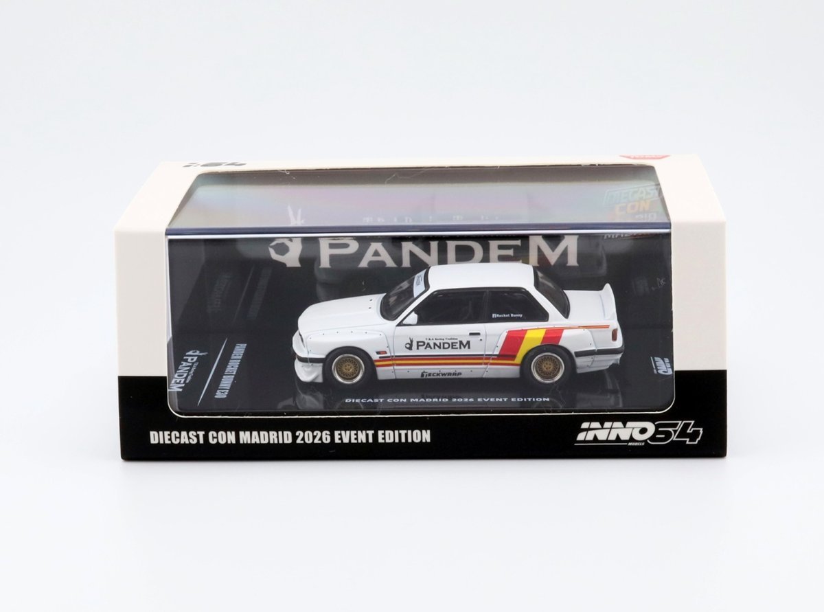 INNO64 BMW E30 Pandem Rocket Bunny Matt White Diecast Con Madrid 2026 Event Edition 2026 1:64
