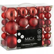 Bombki - BOMBKA DEKORACYJNA PLASTIKOWA BEZPIECZNA 46SZT CZERWONA MIKA - miniaturka - grafika 1