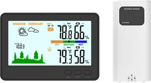 Termometr-higrometr do wnętrz i na zewnątrz, 433 MHz, bezprzewodowa stacja pogodowa, monitor temperatury i wilgotności z podświetleniem LCD i zdalnym nadajnikiem 100 m, wskaźnik ciśnienia powietrza, ostrzeżenie o niskim poziomie baterii - Stacje pogodowe - miniaturka - grafika 1