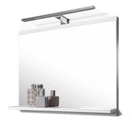 Lustra - DOMTECH Białe lustro z półką i lampą led łazienka wiszące TE-1BST-CQMM - miniaturka - grafika 1