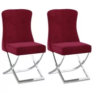 Krzesła - vidaXL Lumarko Krzesła stołowe, 2 szt., winna czerwień, 53x52x98 cm, aksamitne 3074918 - miniaturka - grafika 1