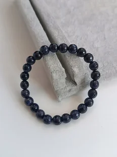 GRANATOWA FASETOWANA BRANSOLETKA NA GUMCE NOC KAIRU POŁYSKUJĄCA 8mm - Bransoletki - miniaturka - grafika 1