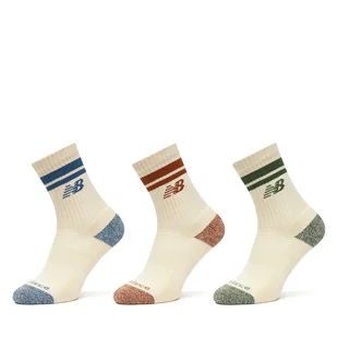 Zestaw 3 par wysokich skarpet unisex New Balance Active Lifestyle Striped Crew LAS35210AS3 Écru - Skarpetki męskie - miniaturka - grafika 1