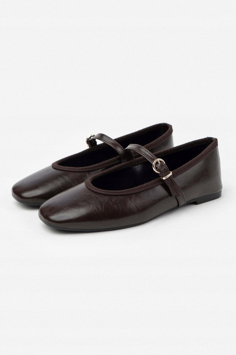 NİŞANTAŞI SHOES BRĄZOWE BALERINY Z PASKIEM ELEGANCKIE 36 5HA