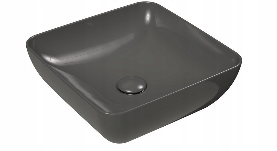 Ravak Kwadratowa umywalka ceramiczna nablatowa Dream 38 Slim szary połysk 1szt