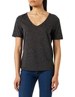 Koszulki i topy damskie - VISINA V-Neck S/S Top - Noos, czarny, L - miniaturka - grafika 1