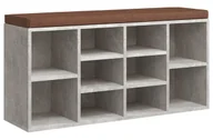 Szafki na buty - Szafka na buty z 10 otwartymi półkami i siedziskiem beton F2-Z55 - miniaturka - grafika 1
