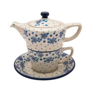 KOMPLET Czajnik 300 ml Filiżanka 200 ml - Ceramika Artystyczna Bolesławiec - Dzbanki i imbryki - miniaturka - grafika 1