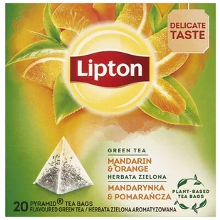 Green Lipton Tea herbata zielona Mandarynka i Pomarańcza 20 piramidek 36g - Herbata - miniaturka - grafika 1