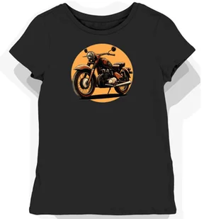 Koszulka damska czarna z Klimatycznym Motywem Klasycznego Motocykla L - Koszulki i topy damskie - miniaturka - grafika 1