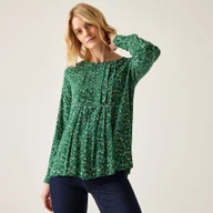 Bluzki damskie - Regatta Orla Kiely Damska bluzka z długim rękawem Zielony we wzór, Cotton, Rozmiar: 44 - miniaturka - grafika 1