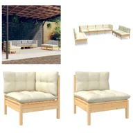 Meble ogrodowe - vidaXL 8-częściowy zestaw wypoczynkowy do ogrodu z kremowymi poduszkami z litego drewna sosnowego - Zestaw wypoczynkowy do ogrodu - Zestawy wypoczynkowe do ogrodu - Zestawy mebli ogrodowych - Zestawy mebli ogrodowych - miniaturka - grafika 1