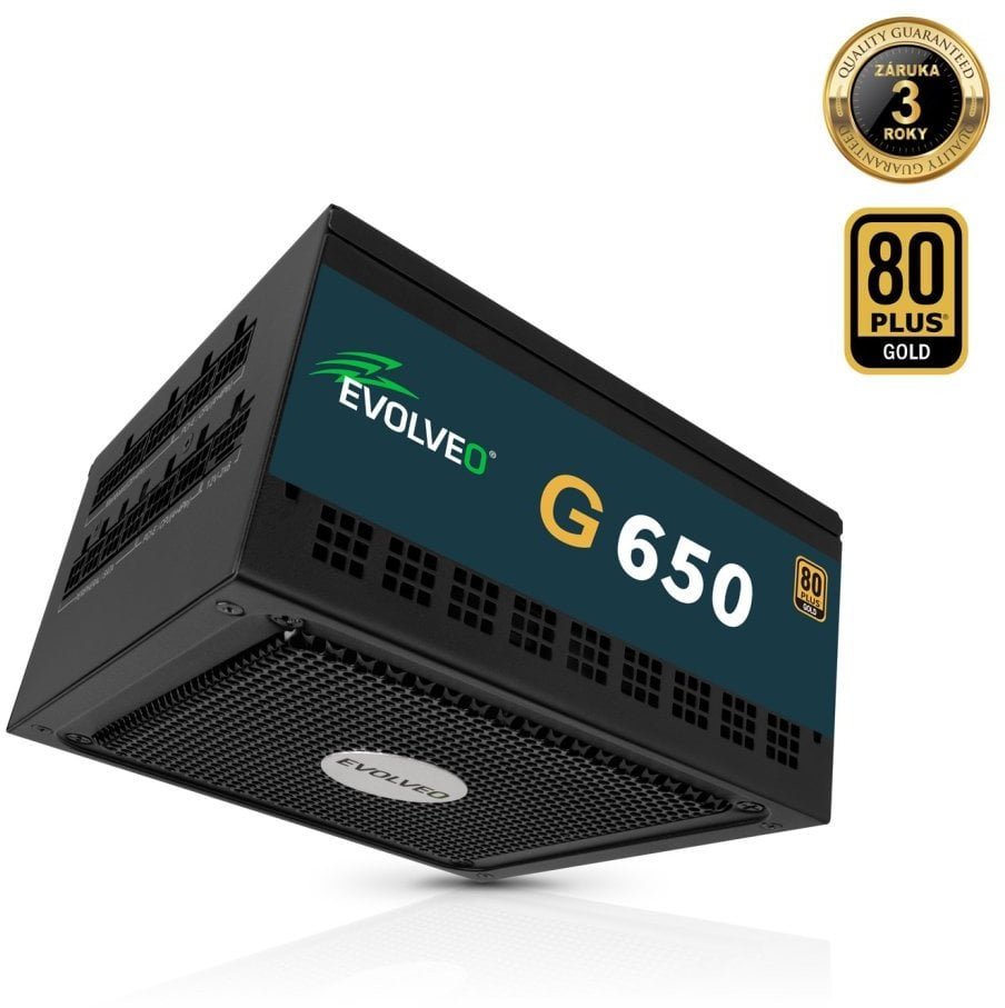EVOLVEO G650 zdroj 650W, 80+ GOLD, ATX 3.1, aPFC, 140 mm ventilátor G650-BK