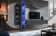 Meblościanki - ASM Meble Meblościanka SWITCH MET VII grafit w połysku z podświetleniem LED ASM Meble - miniaturka - grafika 1