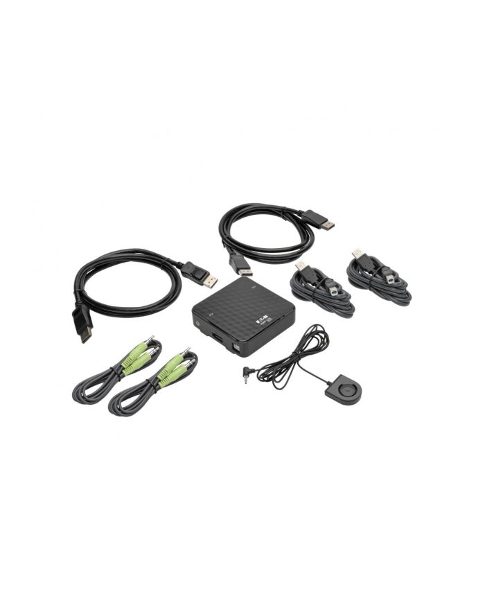 EATON TRIPPLITE 2-Port DisplayPort KVM Switch 4K 60 Hz with Audio Cables and USB Peripheral Sharing B004-DP2UA2-K