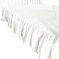 Prześcieradła - Prześcieradło Na Łóżko Bawełniane Z Ozdobną Falbanką Białe 150X200 Cm - miniaturka - grafika 1