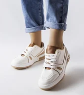 Sneakersy damskie - Białe sneakersy z beżowymi wstawkami Willson-37 - miniaturka - grafika 1